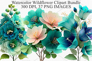 Watercolor Wildflower Clipart Bundle, an Illustration by Canvas Craft (Thumbnail 1 of 7)