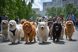 Funny dogs joyfully walk through the, a Photo by Iftikhar Alam