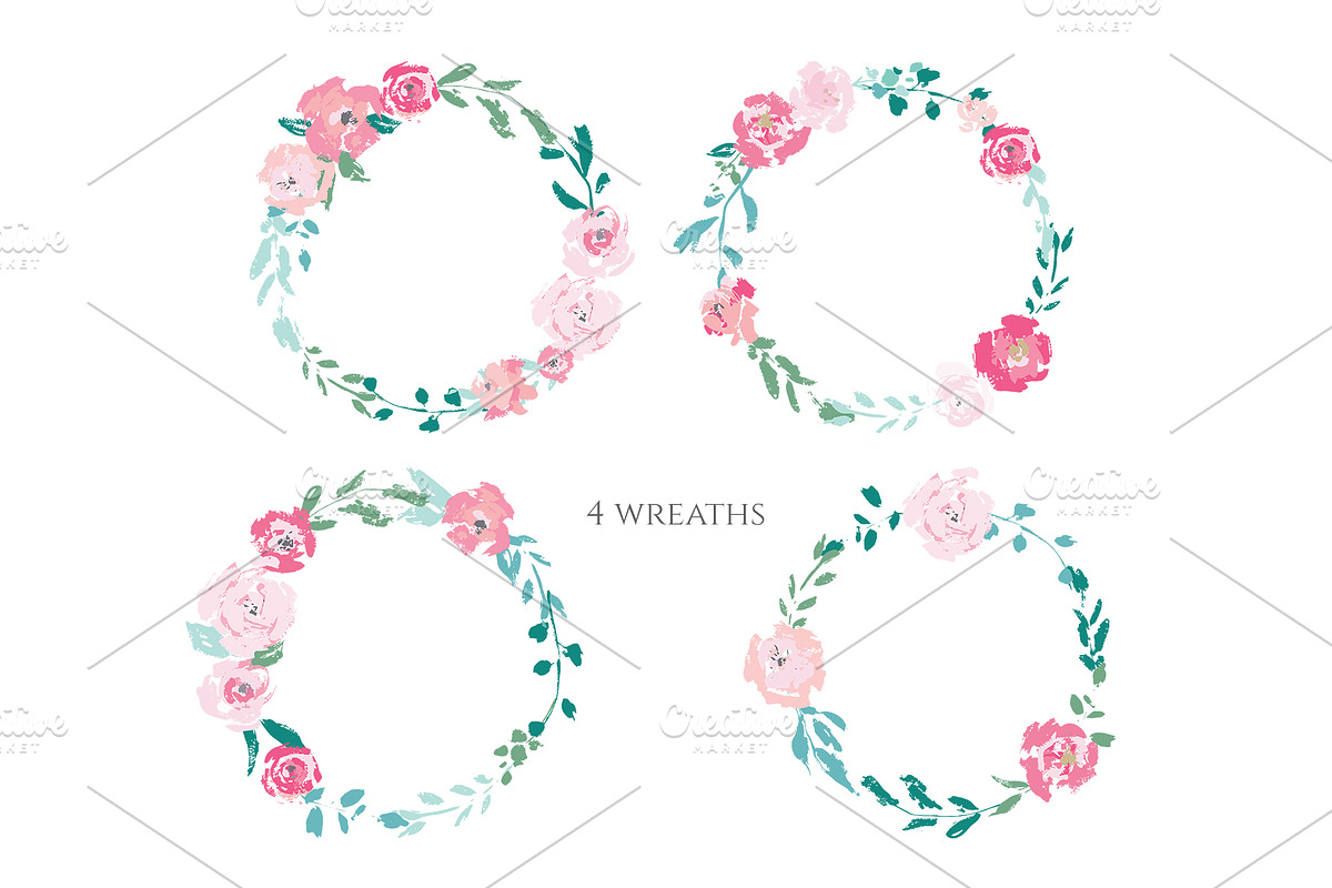 Pink Blush Flowers 'Dry Brush', a Decorative Illustration by GraphicsDish (Photo 4 of 5)