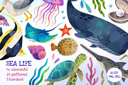 Sea Life. Watercolor Ocean Clipart, an Animal Illustration by Hanna's ArtLab (Thumbnail 1 of 5)