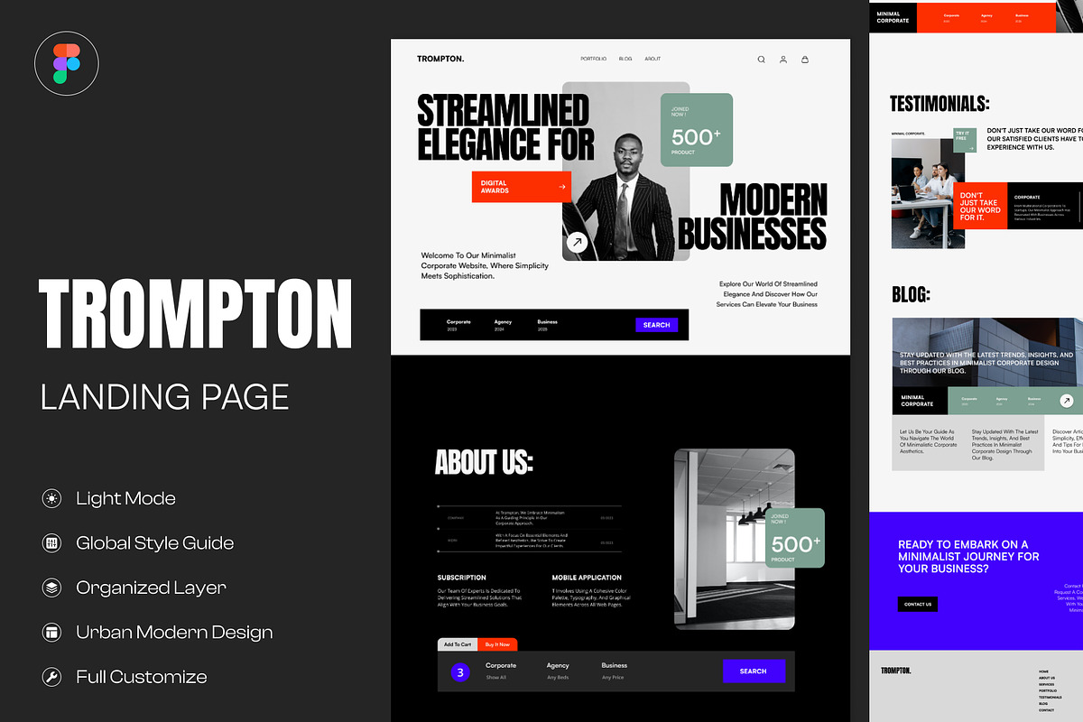 Trompton - Landing Page UI Kit, an UI Kit Template by Dirtytemp Studio (Photo 1 of 6)