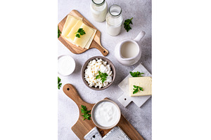 Dairy products. Milk, cottage cheese, a Food & Drink Photo by Yulia Furman