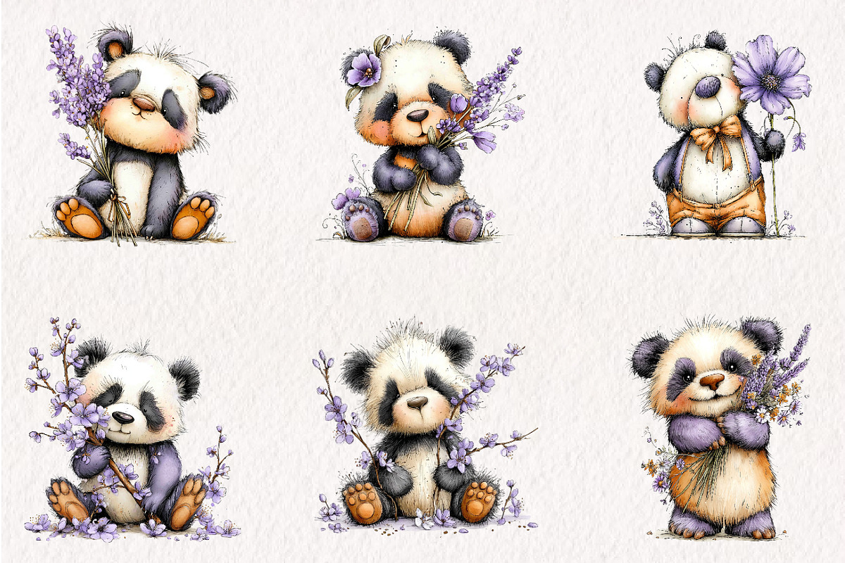 Whimsical Spring Panda Clipart, an Illustration by CreationArt (Photo 6 of 13)