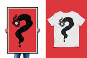 Dragon question mark| T-Shirt design, an Illustration by Design by sebrodbrick (Thumbnail 1 of 2)