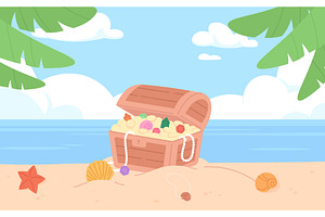 Pirate or mermaid treasures in, an Illustration by LadadikArt