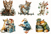 Whimsical Christmas Animals Clipart, an Illustration by OK Design (Thumbnail 5 of 5)