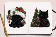 Whimsical Christmas Black Cat PNG, a Seasonal Illustration by Canvas Craft (Thumbnail 8 of 10)