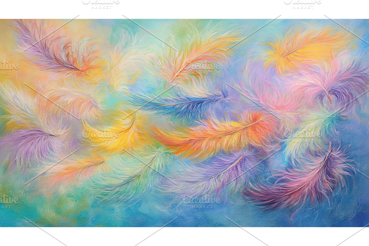 Colorful feather pattern on soft, an Illustration by Lermont51
