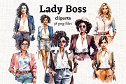 Watercolor Lady Boss Clipart, a Person Illustration by Mash Mash Stickers (Thumbnail 1 of 9)
