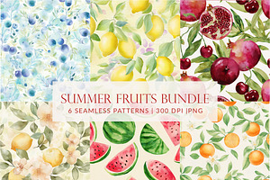 SUMMER FRUIT Seamless Pattern BUNDLE