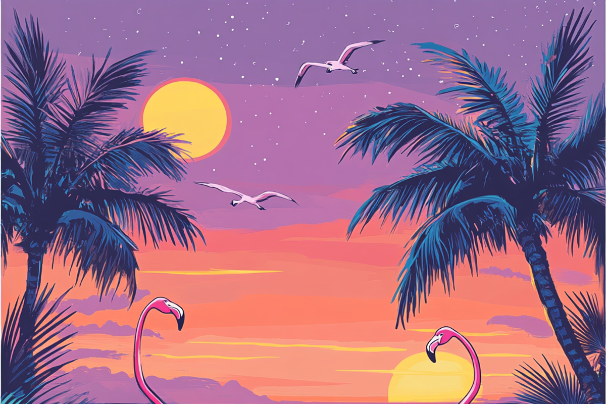 Neon Tropical Beach Party Scene, a Background Graphic by Printable Treasure (Photo 6 of 6)