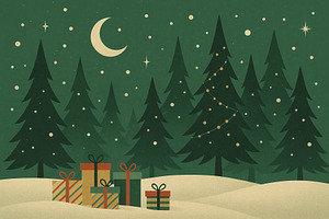 Christmas postcard featuring snowy f, a Photo by Dvoevnore photos