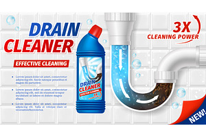 Clog drain pipe cleaner, an Illustration by Vector Tradition