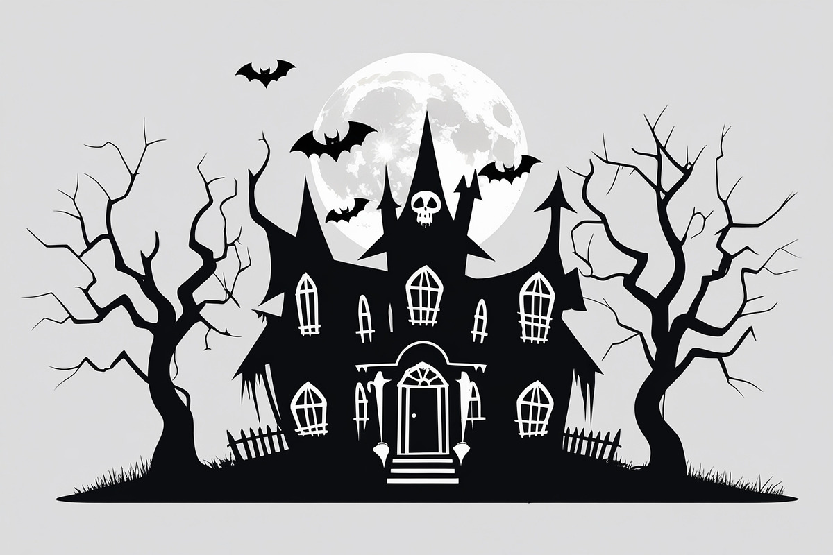 Haunted Halloween Silhouette Set, an Illustration by Creativeshirt (Photo 5 of 9)