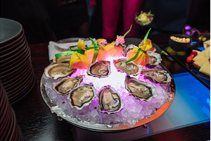 Fresh oysters served on ice with, a Nature Photo by Red Hot Chili Pepper Shop