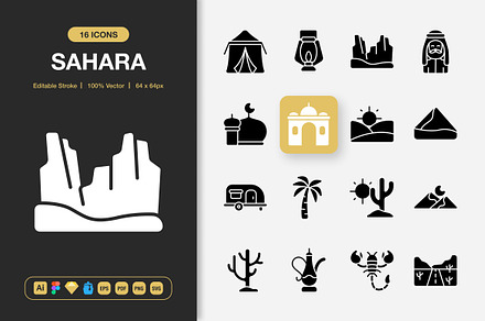 Sahara Solid Icons, a Solid Icon by Spacepixel Creative