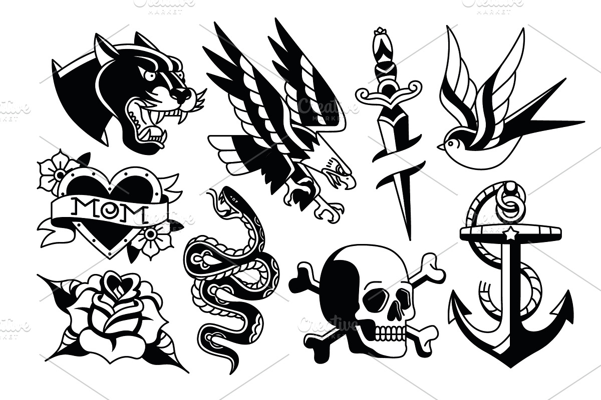 Old School Tattoo Vector Pack, an Animal Illustration by Andres M Rodriguez (Photo 3 of 8)