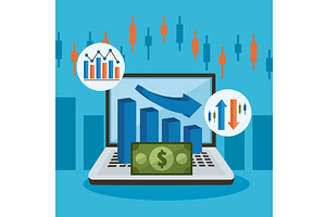 stock market in laptop, a Finance Illustration by studiogstock