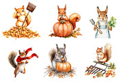 Fall Squirrels Garden Clipart, an Illustration by CreationArt (Thumbnail 4 of 5)