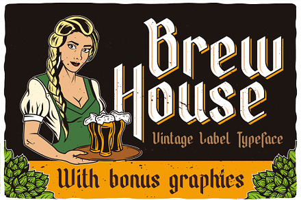 Brew House Label Font, a Blackletter Font by Vozzy Vintage Fonts