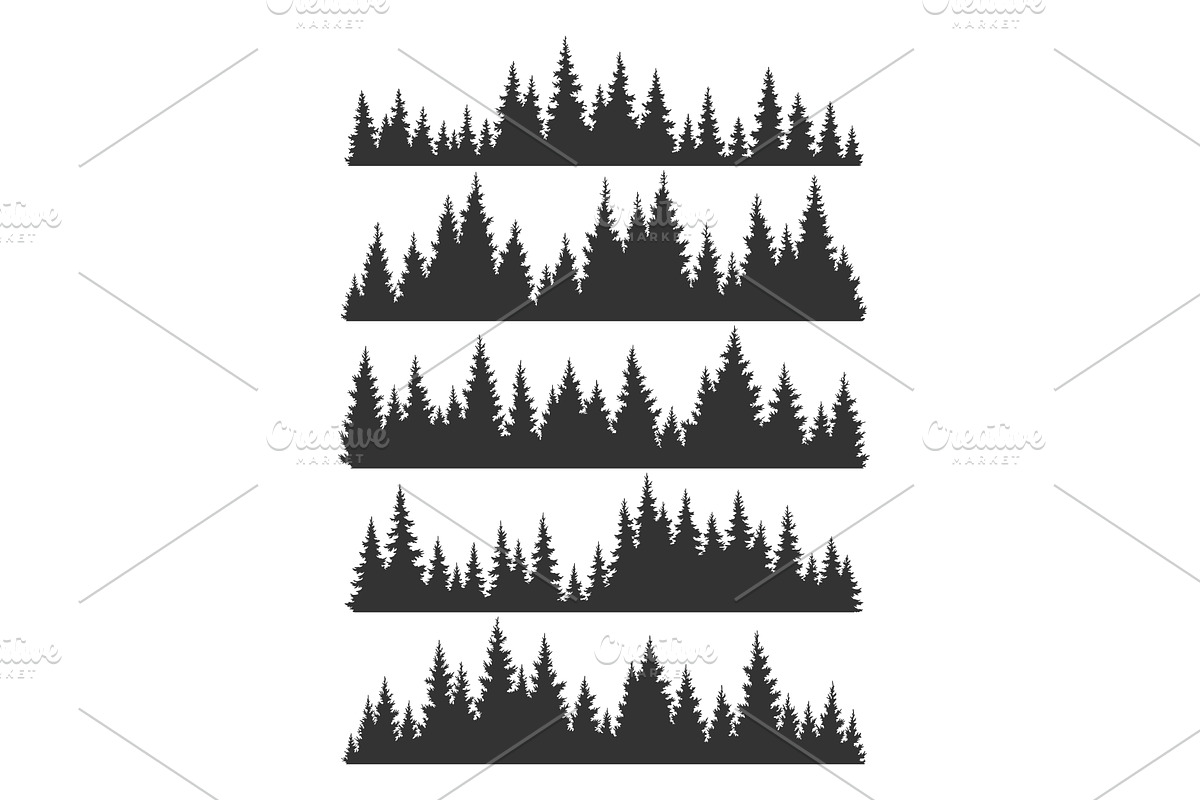 Set of fir trees silhouettes, an Object Illustration by Things for designers