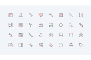 Office stationery equipment icons, an Education Illustration by Lemberg Vector