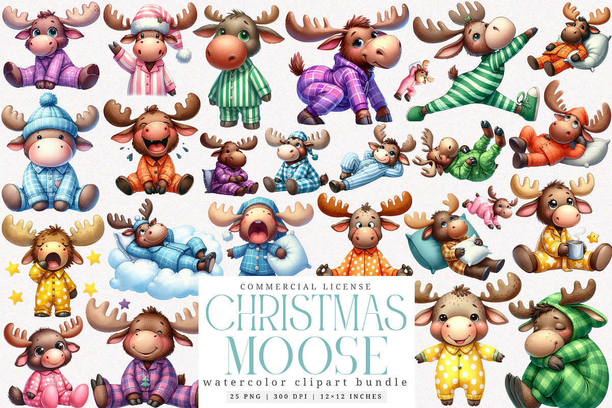 Funny Moose Sublimation Clipart, an Illustration by SinaCreation (Photo 1 of 7)