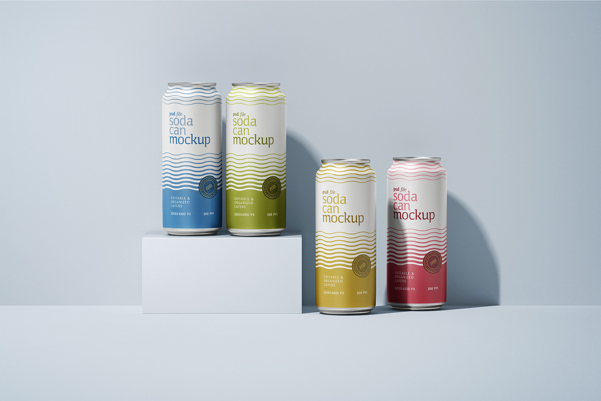 Soda Can Mockup Set, a Cups & Container Mockup by mockupatelier (Photo 4 of 8)