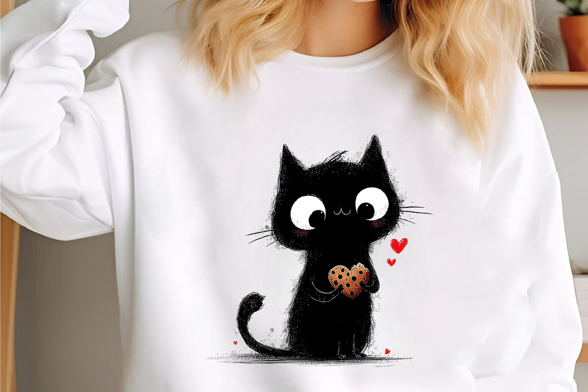 Whimsical Valentine Black Cat Clipar, an Illustration by designcity5 (Photo 4 of 5)