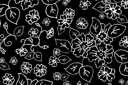 Drawn Black and White Floral
