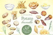 Potato Watercolor Clipart Bundle, a Food Illustration by ArtCreationsDesign (Thumbnail 2 of 6)