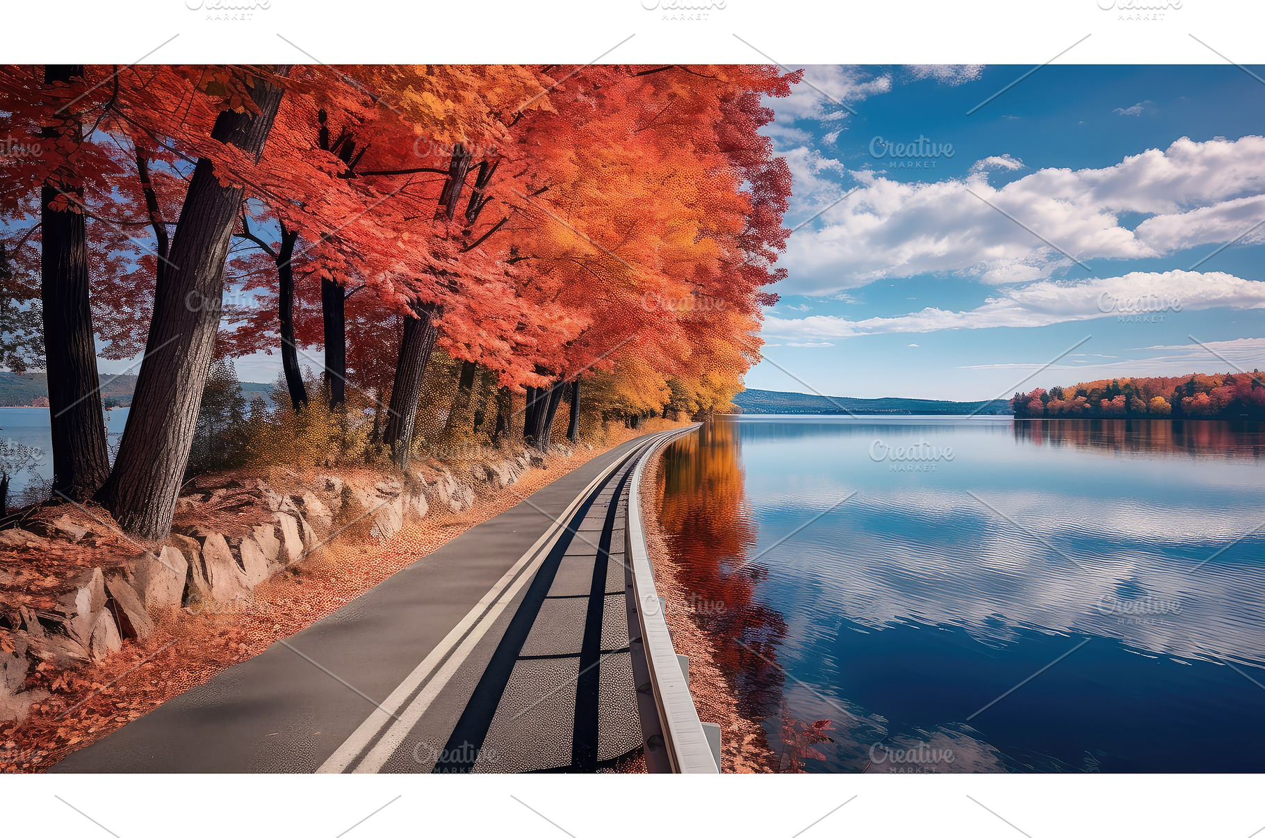 nature road by lake ai generated, a Beauty & Fashion Photo by pikepicture