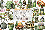 Watercolor Camping Clipart, an Illustration by Libby Wishes (Thumbnail 1 of 4)
