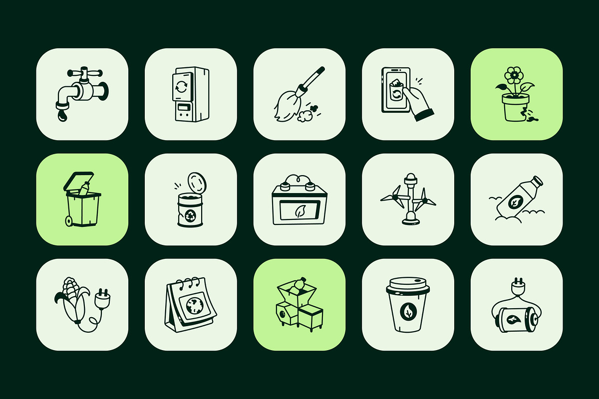 Animated Recycle Doodle Art Set, an Outline Icon by Vectors Market (Photo 3 of 5)