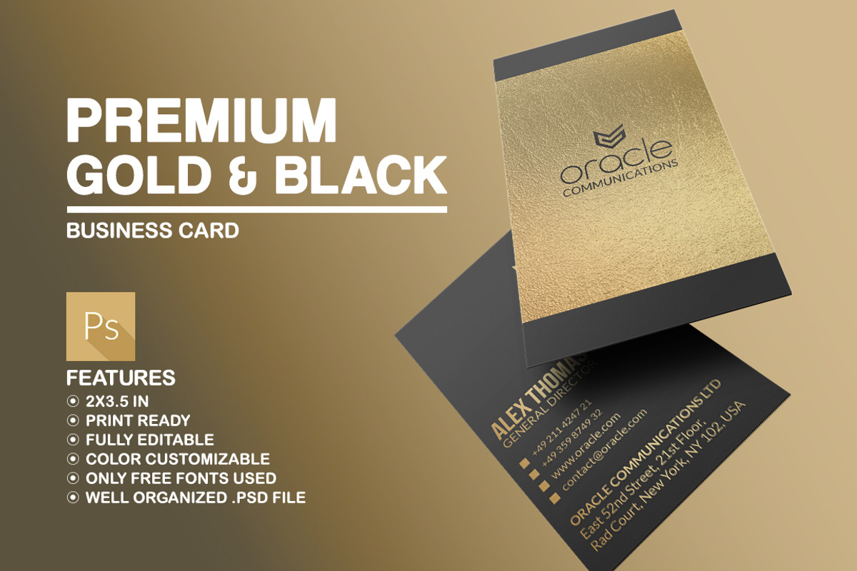 Premium Gold And Black Business Card, a Business Card Template by Marvel (Photo 1 of 5)