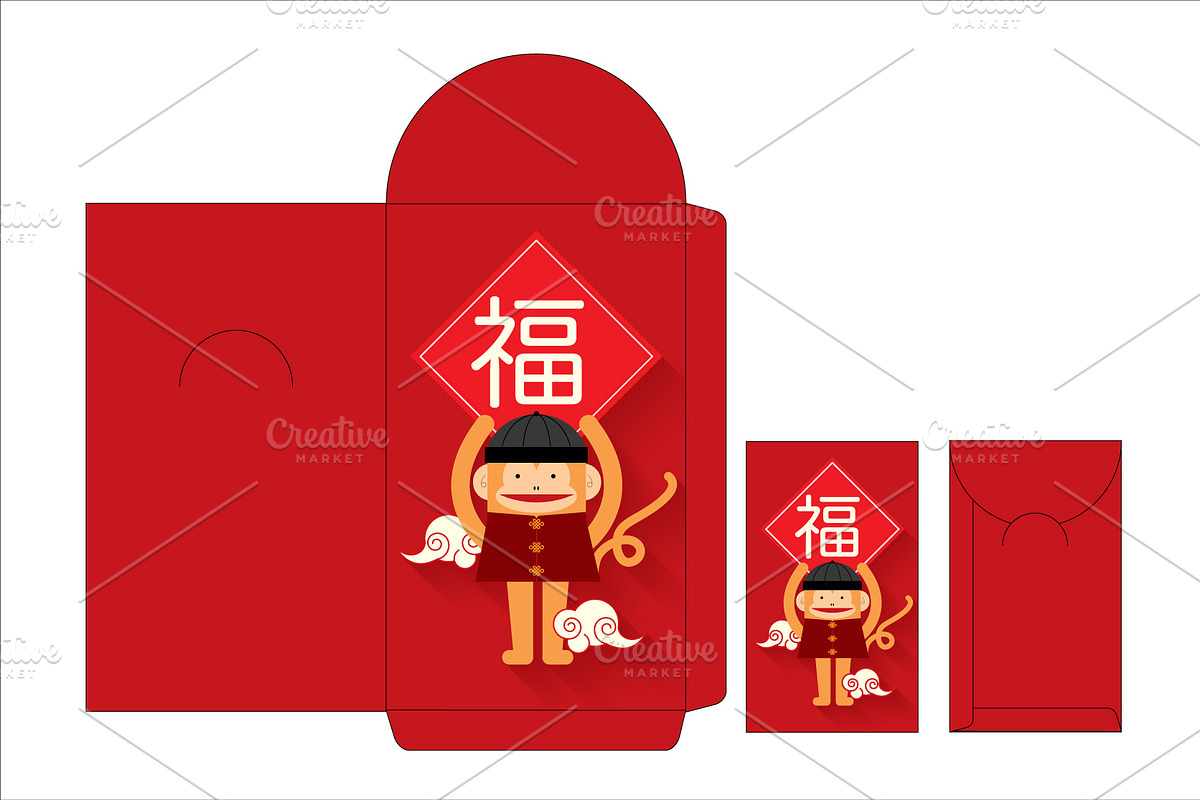 monkey red packet/angpow template, an Illustration by lyeyee