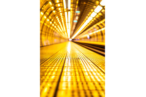Abstract blurred view of illuminated, an Architecture Photo by Lermont51
