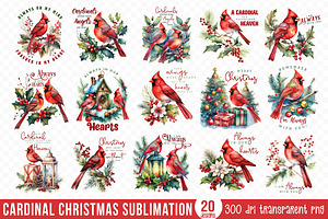 Cardinal Christmas PNG Bundle