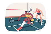Squash players at sports court set, a Sport Illustration by Good Studio (Thumbnail 2 of 5)