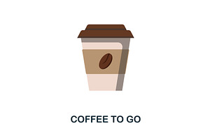 Coffee To Go Flat Icon. Color Simple