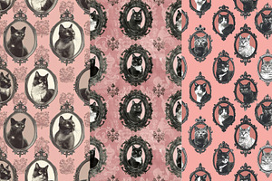 8 Ornate Cat Portraits Patterns