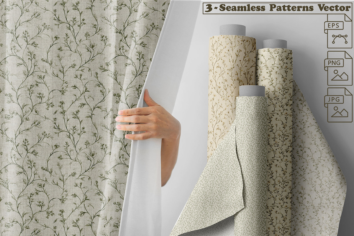 Sage & Beige Winding Vine Patterns, a Pattern Graphic by one-touch (Photo 1 of 9)
