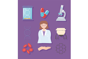set of nanotechnology, an Illustration by studiogstock