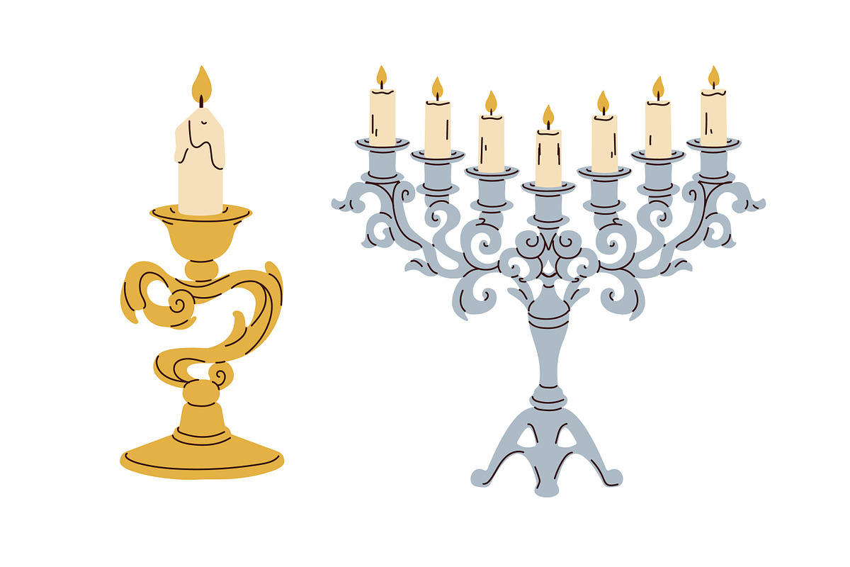 Candles in vintage candlesticks set, an Object Illustration by Good Studio (Photo 4 of 11)