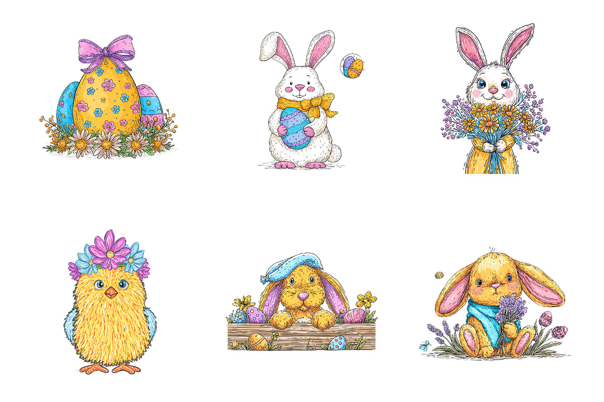 Green cute easter clipart, an Illustration by SinaCreation (Photo 3 of 11)