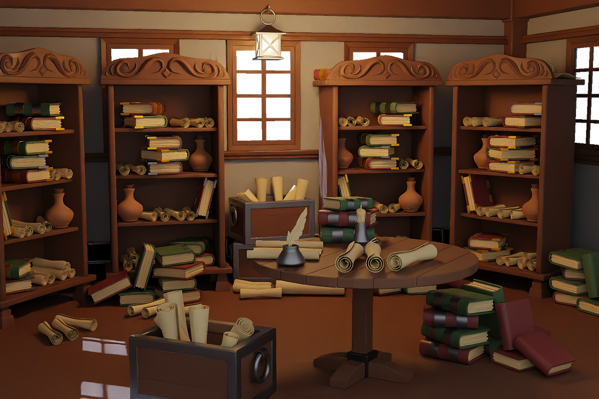 Medieval Library 3D Scene, a Scene 3D Model by Dudukbersama (Photo 1 of 3)