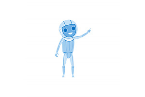 Friendly robot pointing finger, a Technology Illustration by pikepicture