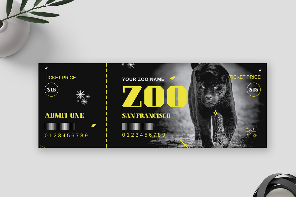 Zoo Ticket Design Template Layout, an Invitation Template by MightyDesign (Photo 1 of 6)