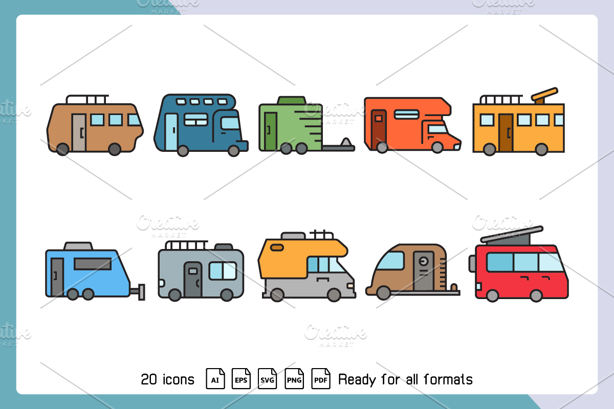 Recreational Vehicle Icons Set, an Icon by Designfour (Photo 2 of 5)