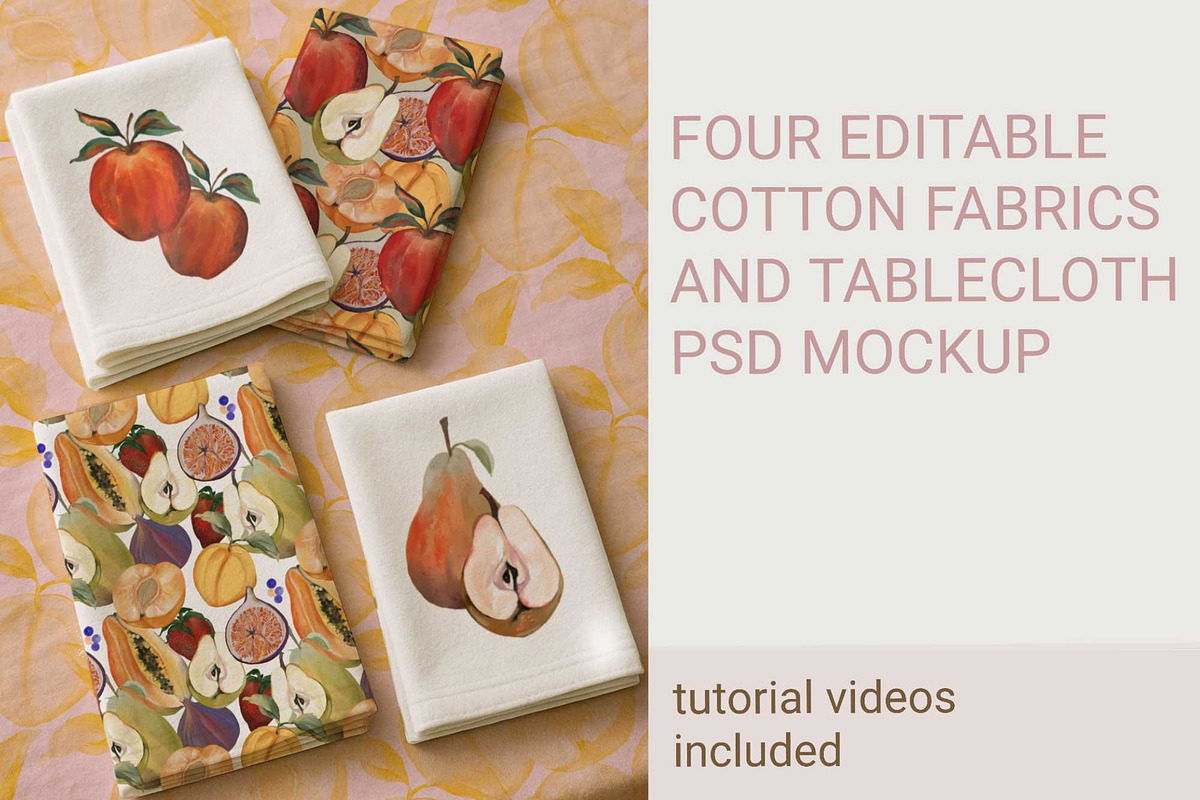 Four Fabrics,Tablecloth psd mockup, a Merchandise Mockup by jenartstudio (Photo 2 of 2)